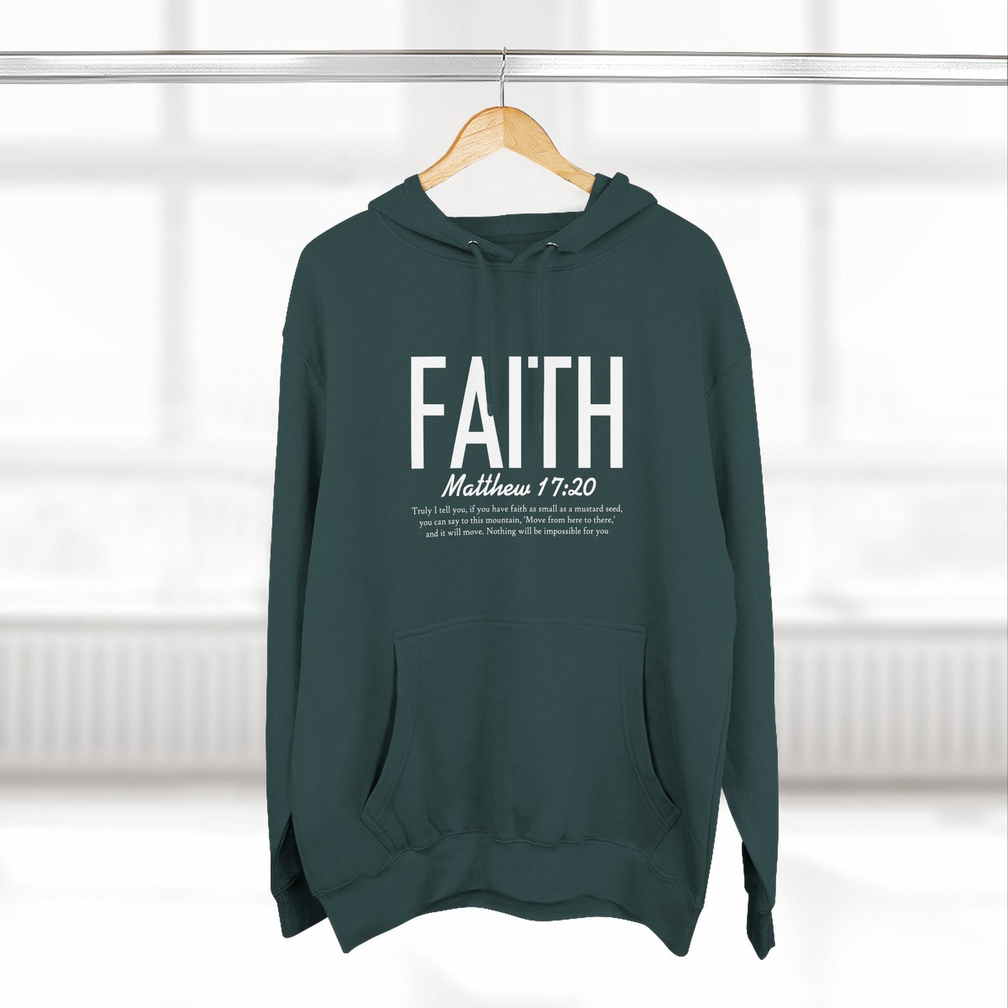 Faith Hoodie – Matthew 17:20 Christian Fleece Pullover