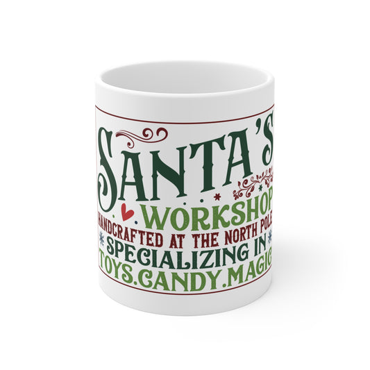 Christmas Themed Ceramic Mug 11oz Santa's Workshop