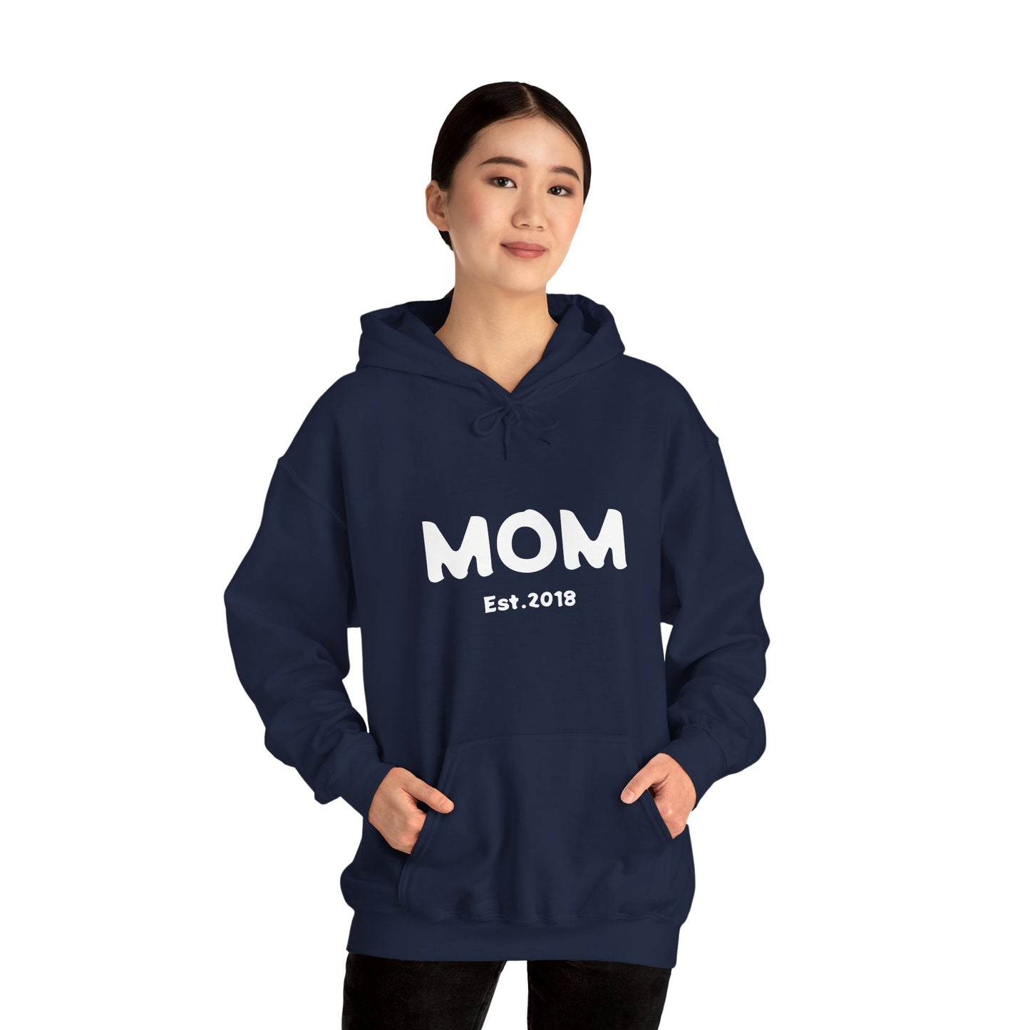 MOM Est.2018 Unisex Heavy Blend™ Hooded Sweatshirt Hoodies For New Moms 2018