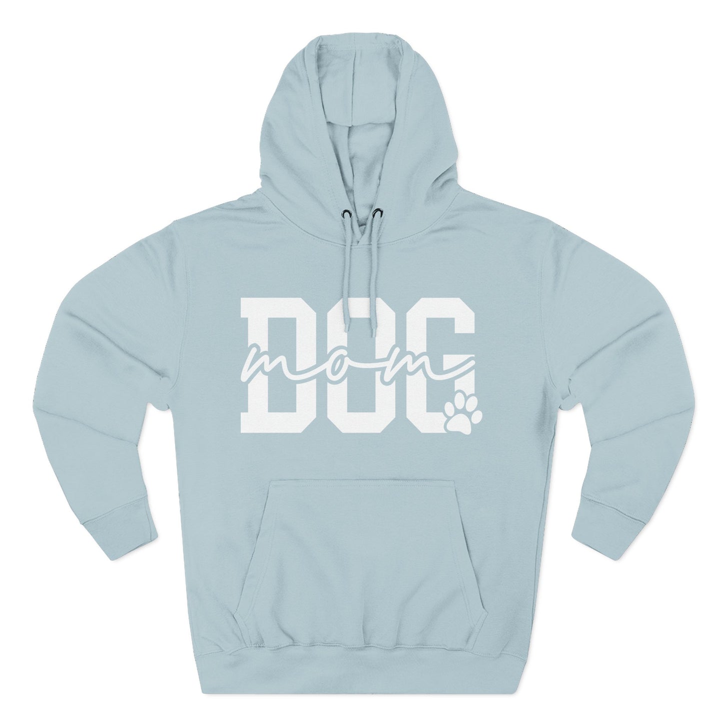 Dog Mom Hoodie — Cozy Fleece Pullover with 'Dog Mom' Script & Paw Graphic