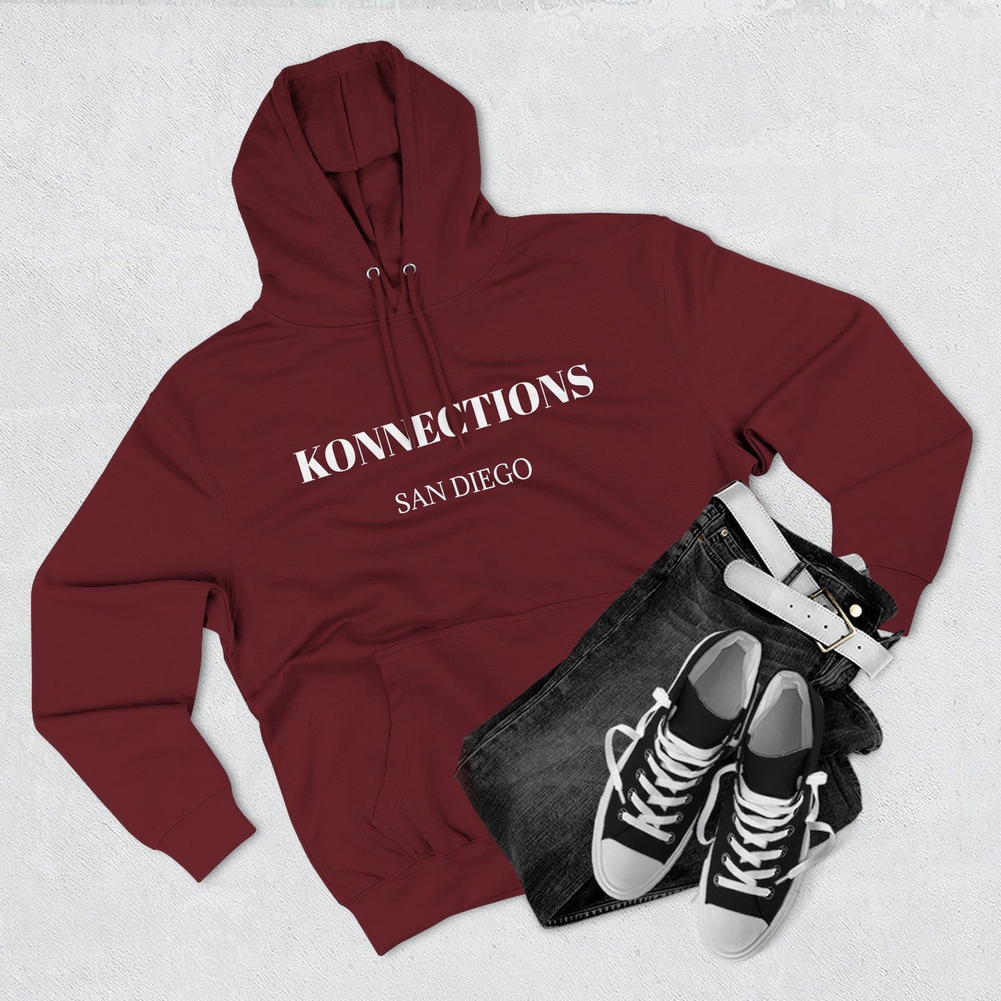 Konnections San Diego Hoodie — Minimal Logo Fleece Pullover