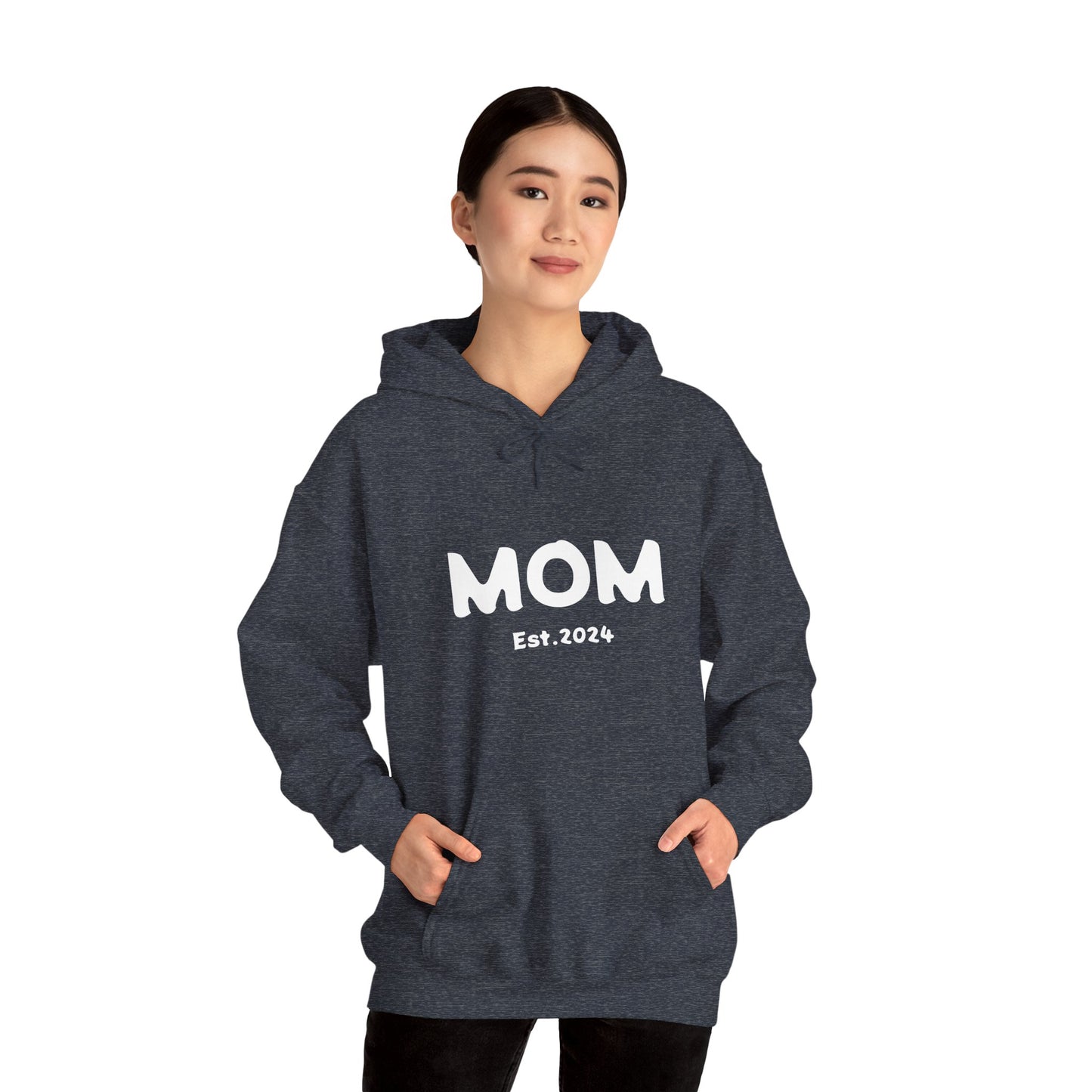 MOM Est.2024 Unisex Heavy Blend™ Hooded Sweatshirt Hoodies For New Moms 2024