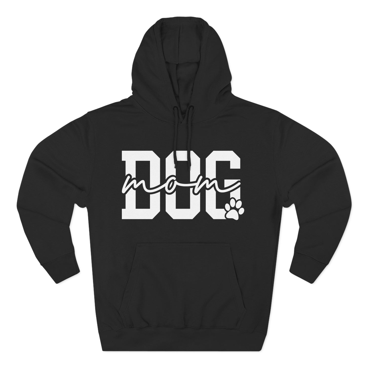 Dog Mom Hoodie — Cozy Fleece Pullover with 'Dog Mom' Script & Paw Graphic