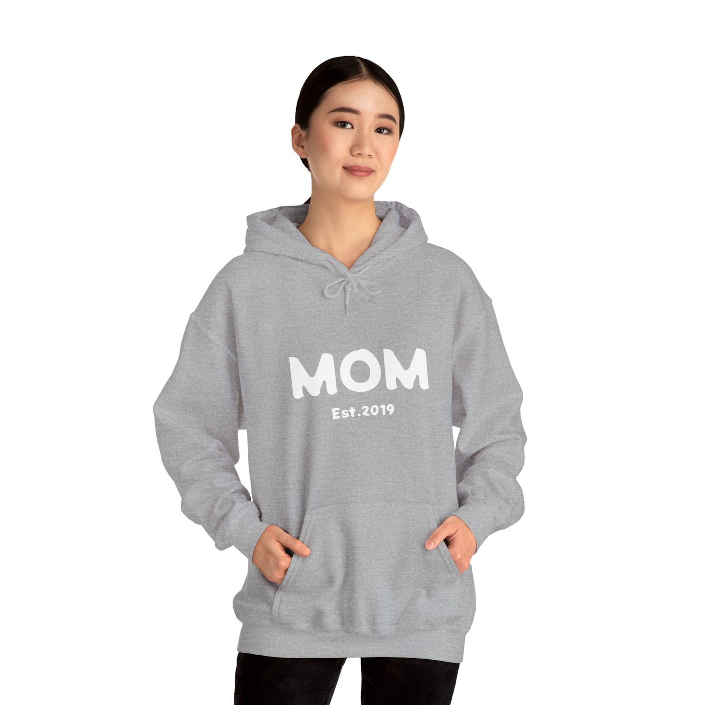 MOM Est.2019 Unisex Heavy Blend™ Hooded Sweatshirt Hoodies For New Moms 2019