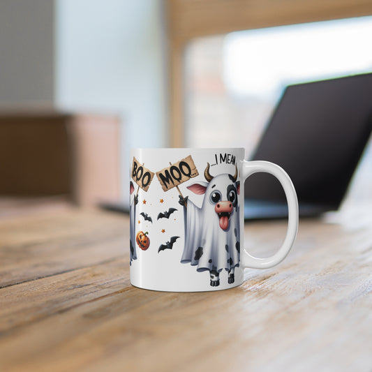 Festive Halloween Ceramic Mug 11oz Boo I Mean Moo Crazy Cow