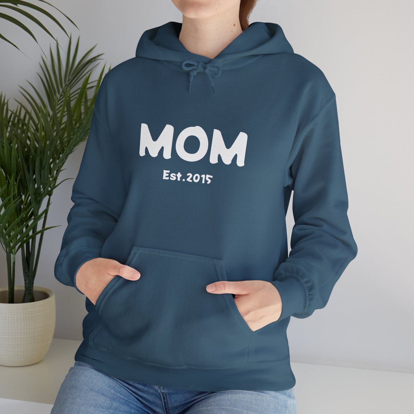 MOM Est.2015 Unisex Heavy Blend™ Hooded Sweatshirt Hoodies For New Moms 2015