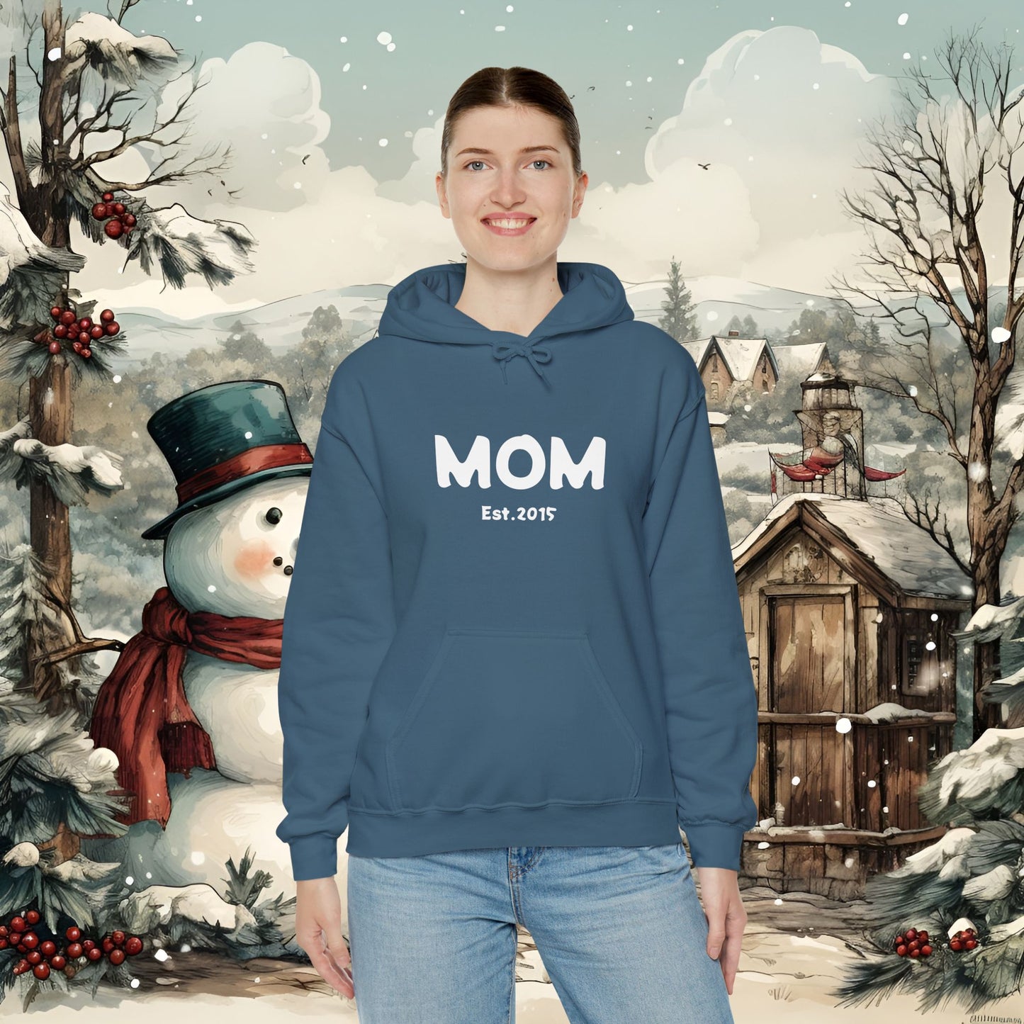 MOM Est.2015 Unisex Heavy Blend™ Hooded Sweatshirt Hoodies For New Moms 2015