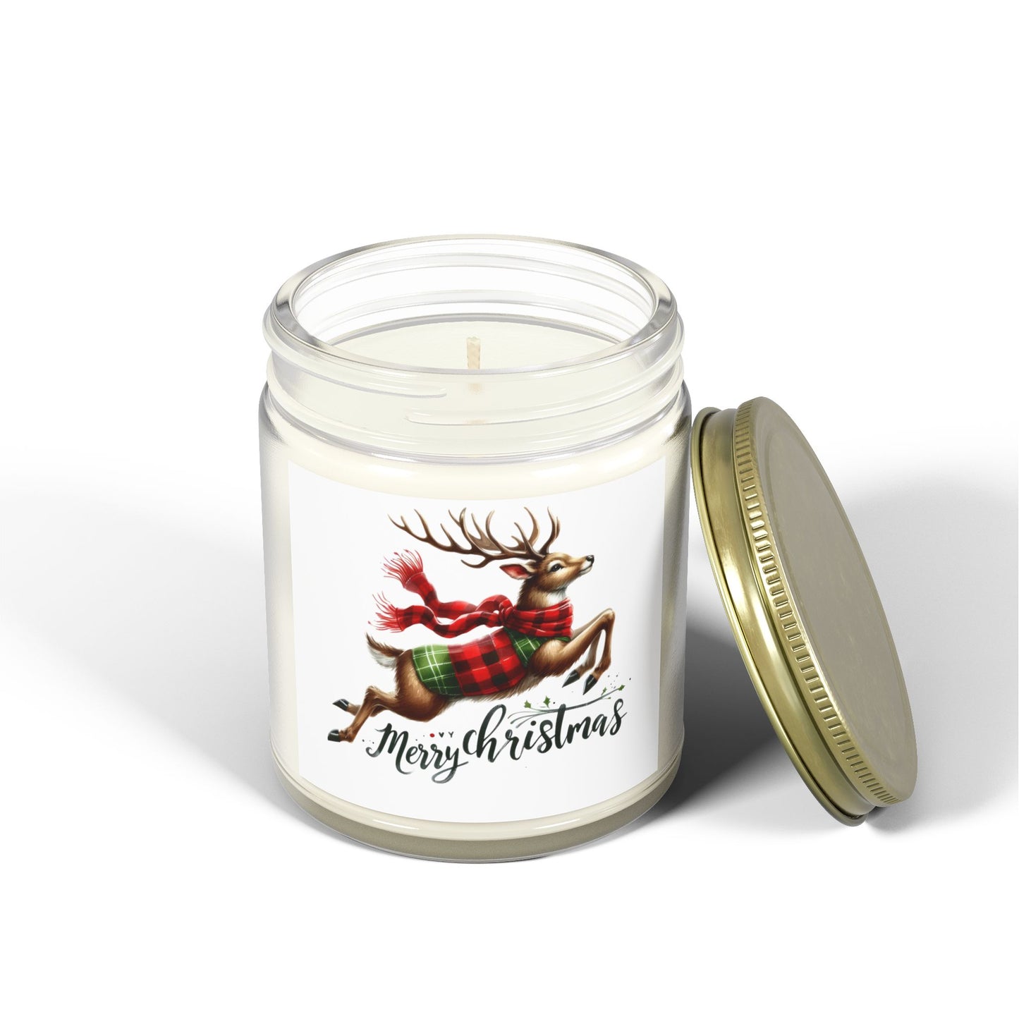 Christmas Themed Scented Candles, Coconut Apricot Wax (4oz, 9oz)