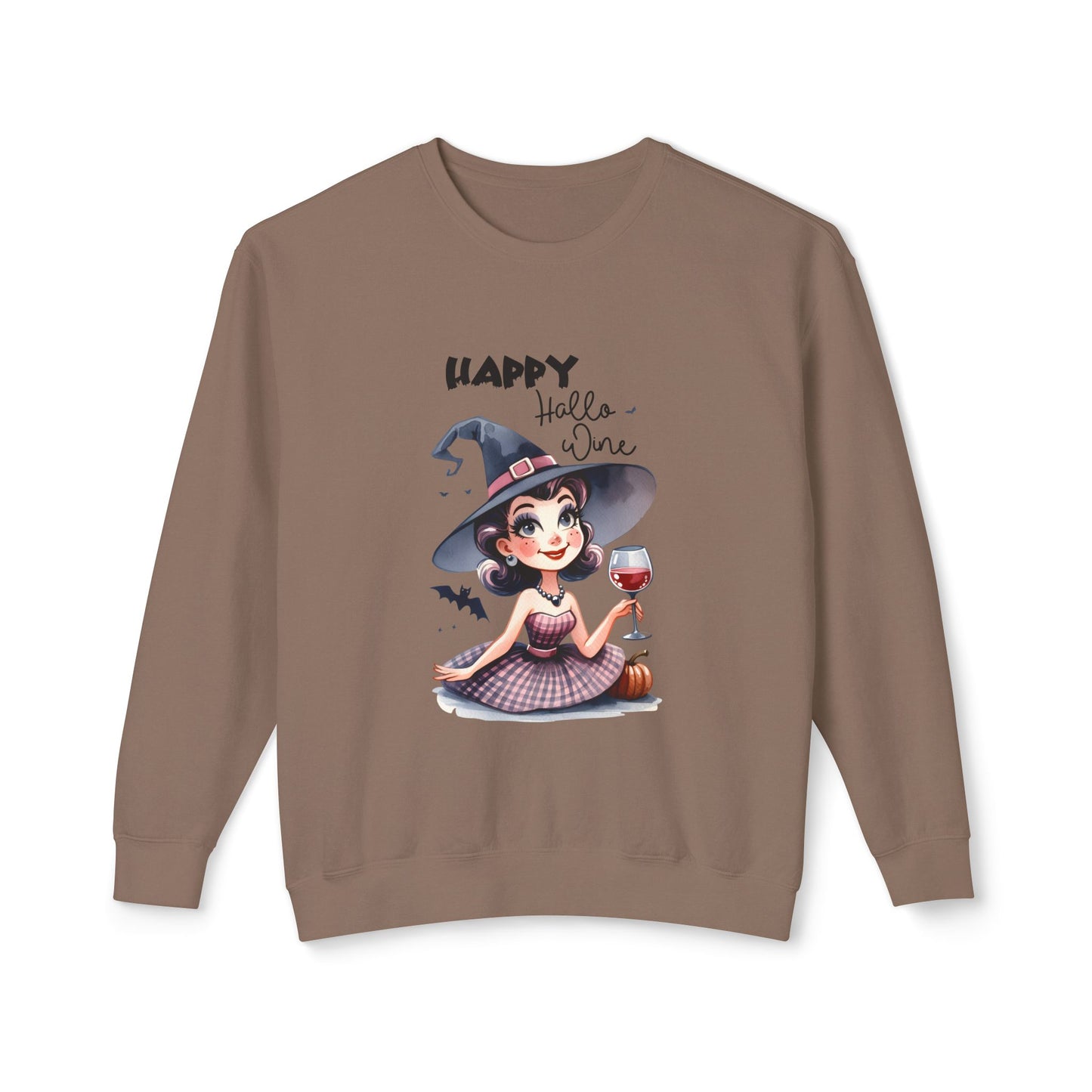 Halloween Themed Crewneck Sweatshirt Wine Is Very Fine For Witches at Halloween Time