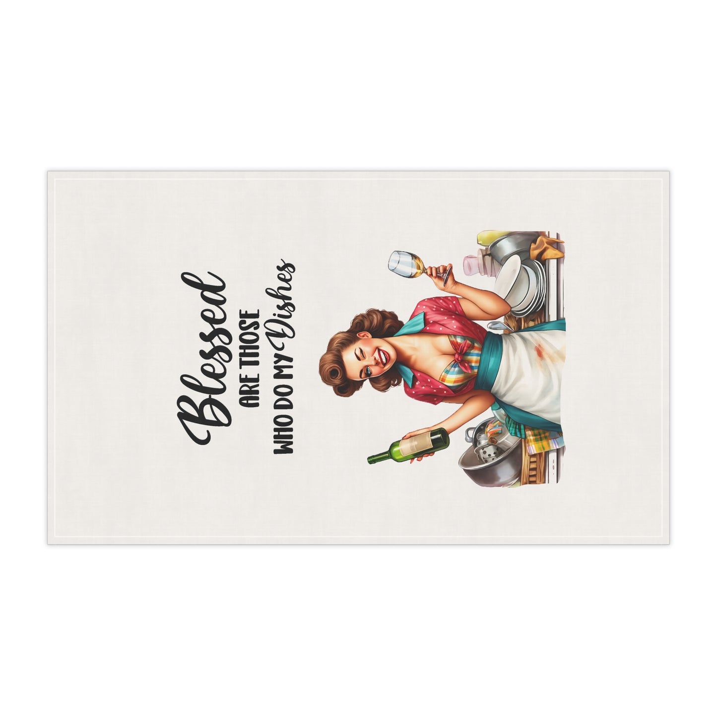 Retro Funny House Wife Tea Towels (cotton, poly) Wanna Do My Dishes?