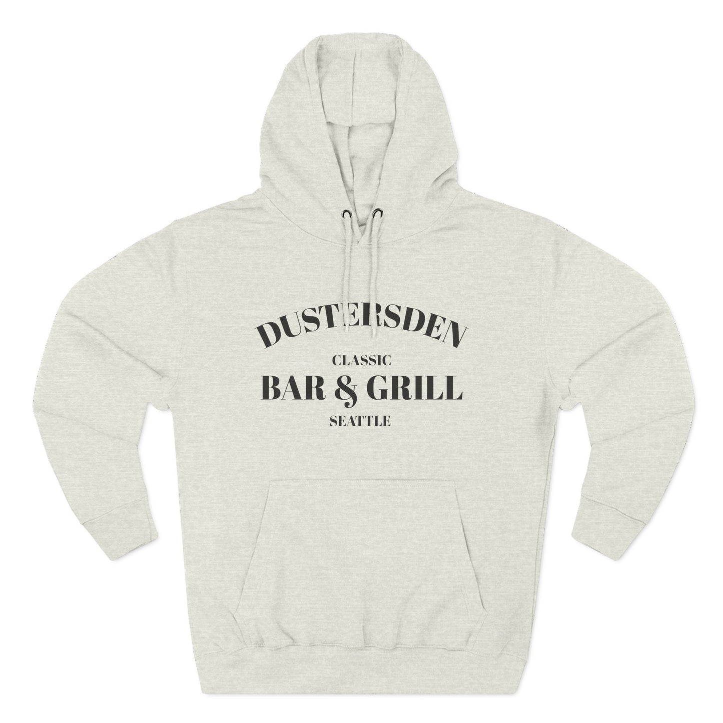 Dustersden Classic Bar and Grill Seattle Hoodie — Minimal Logo Fleece Pullover