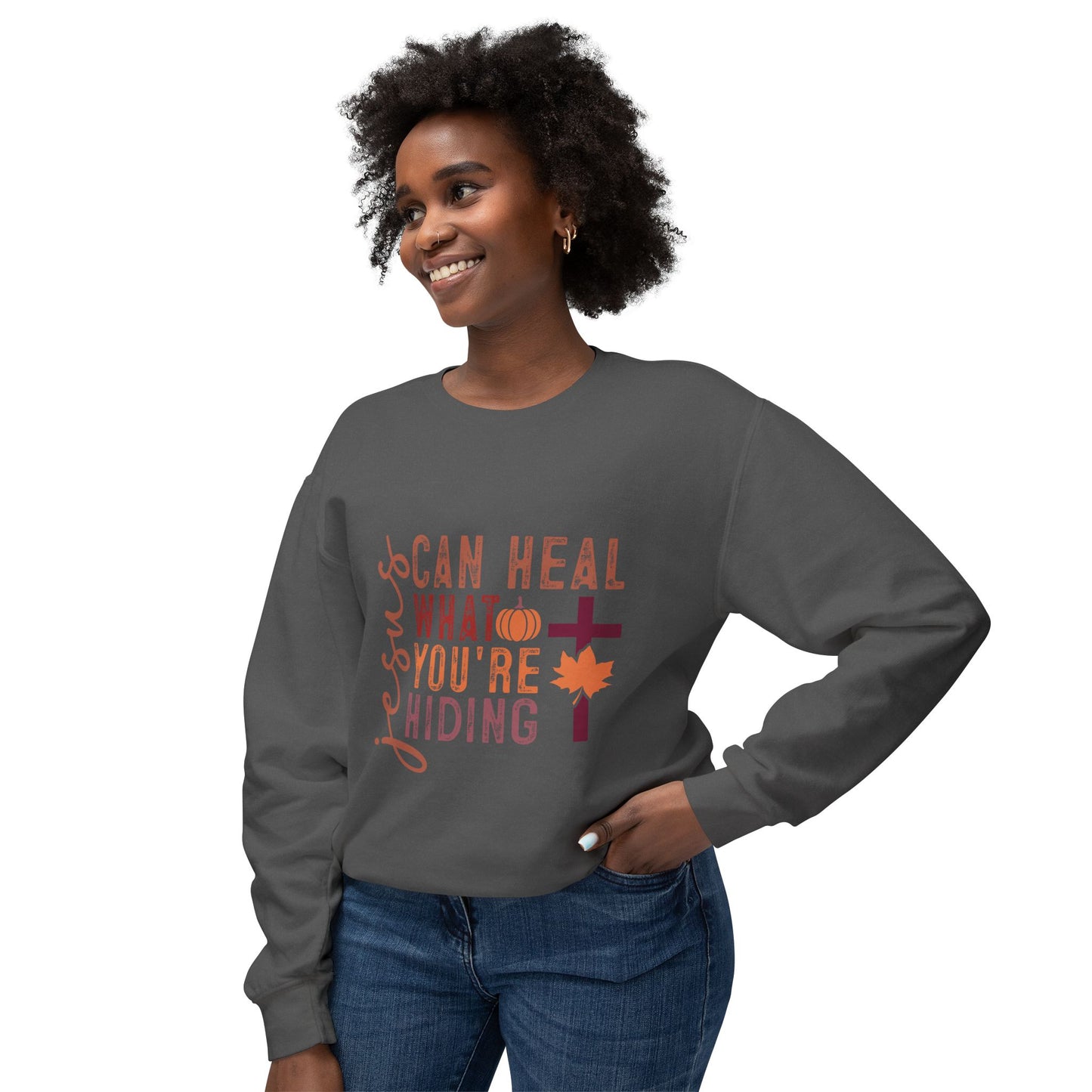 Thanksgiving Women's Unisex Lightweight Crewneck Sweatshirt Jesus Can Heal