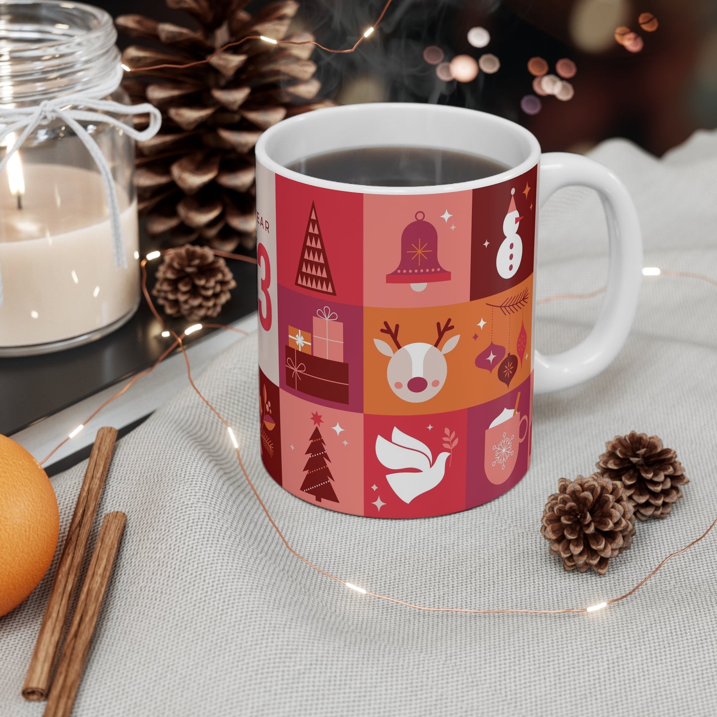 Merry Christmas and Happy New Year Hot Beverage Mug 11oz