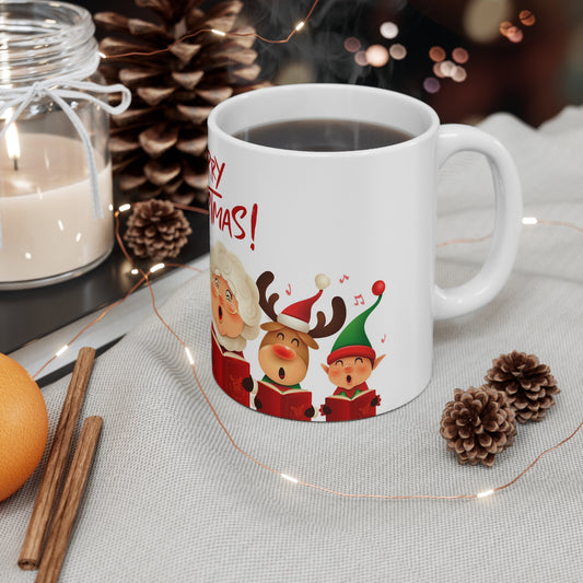 Santa and His Elves Wishing You a Very Merry Christmas Hot Beverage Mug 11oz