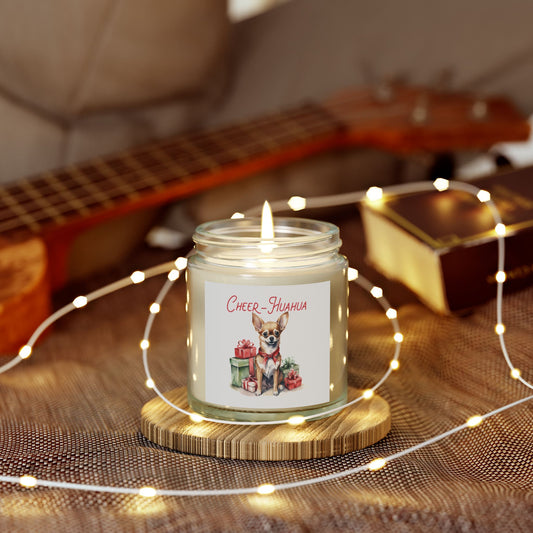 Christmas Themed Scented Candles, Coconut Apricot Wax (4oz, 9oz) Little Dogs