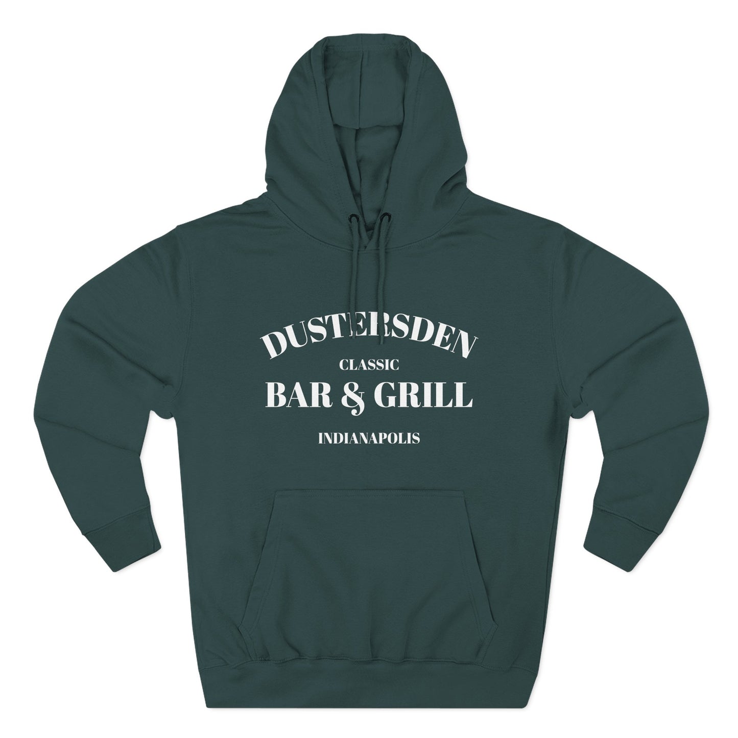 Dustersden Classic Bar and Grill Indianapolis Hoodie — Minimal Logo Fleece Pullover