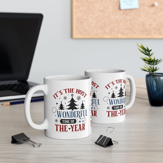 Festive Christmas Ceramic Coffee and Tea Mug 11oz It's The Most Wonderful Time of The Year