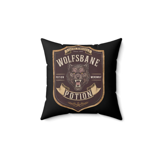 Festive Halloween Spun Polyester Square Pillow Wolfsbane Black