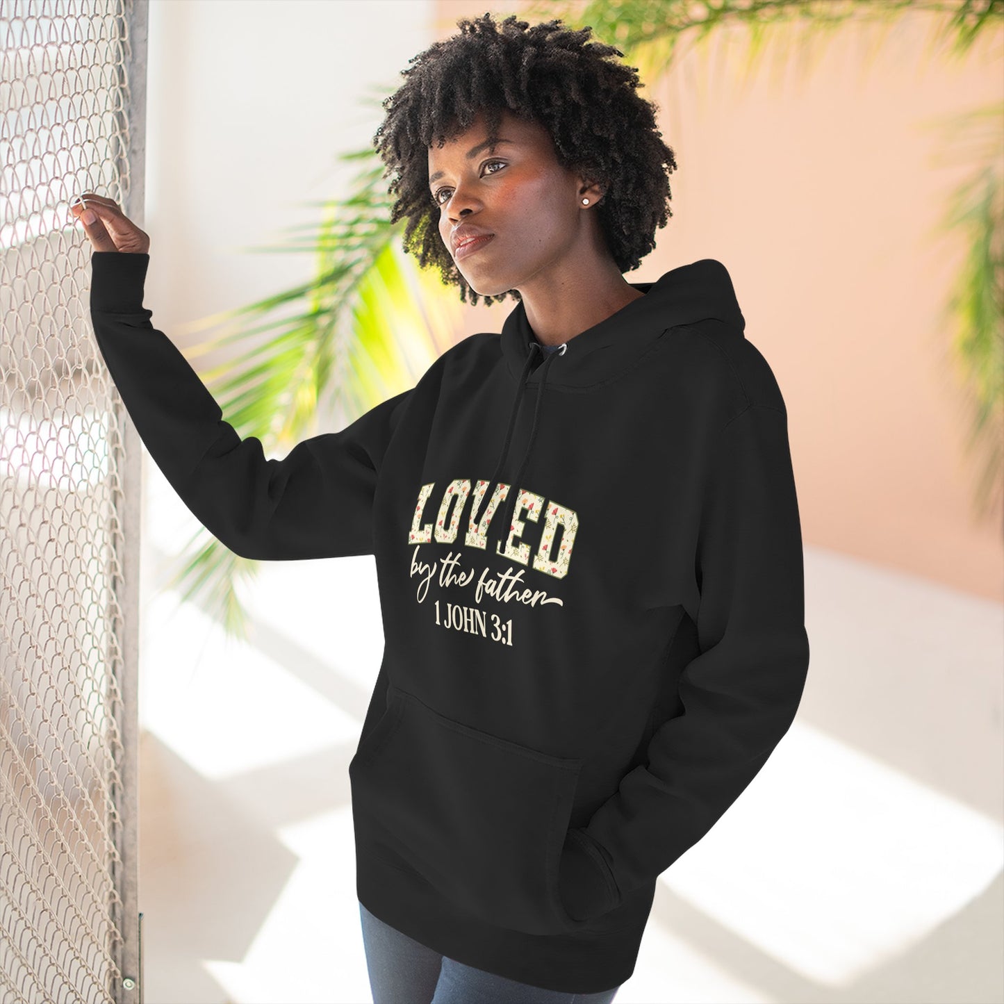 Loved Floral Hoodie — 'Loved' Graphic Fleece Pullover
