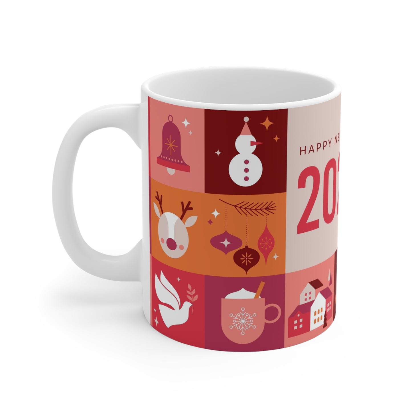 Merry Christmas and Happy New Year Hot Beverage Mug 11oz