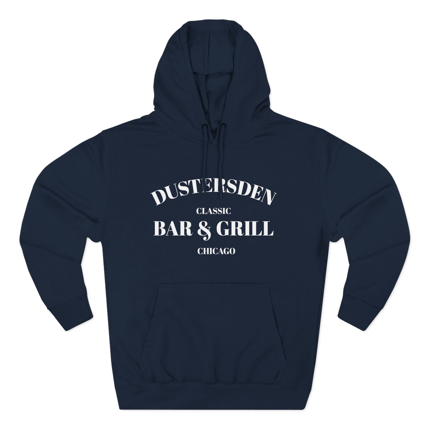 Dustersden Classic Bar and Grill Chicago Hoodie — Minimal Logo Fleece Pullover