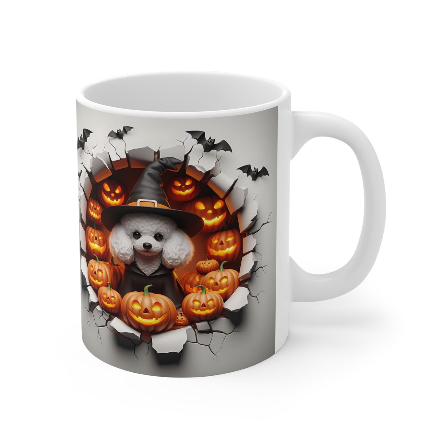 Festive Halloween Ceramic Mug 11oz Poodles and Halloween Go Together