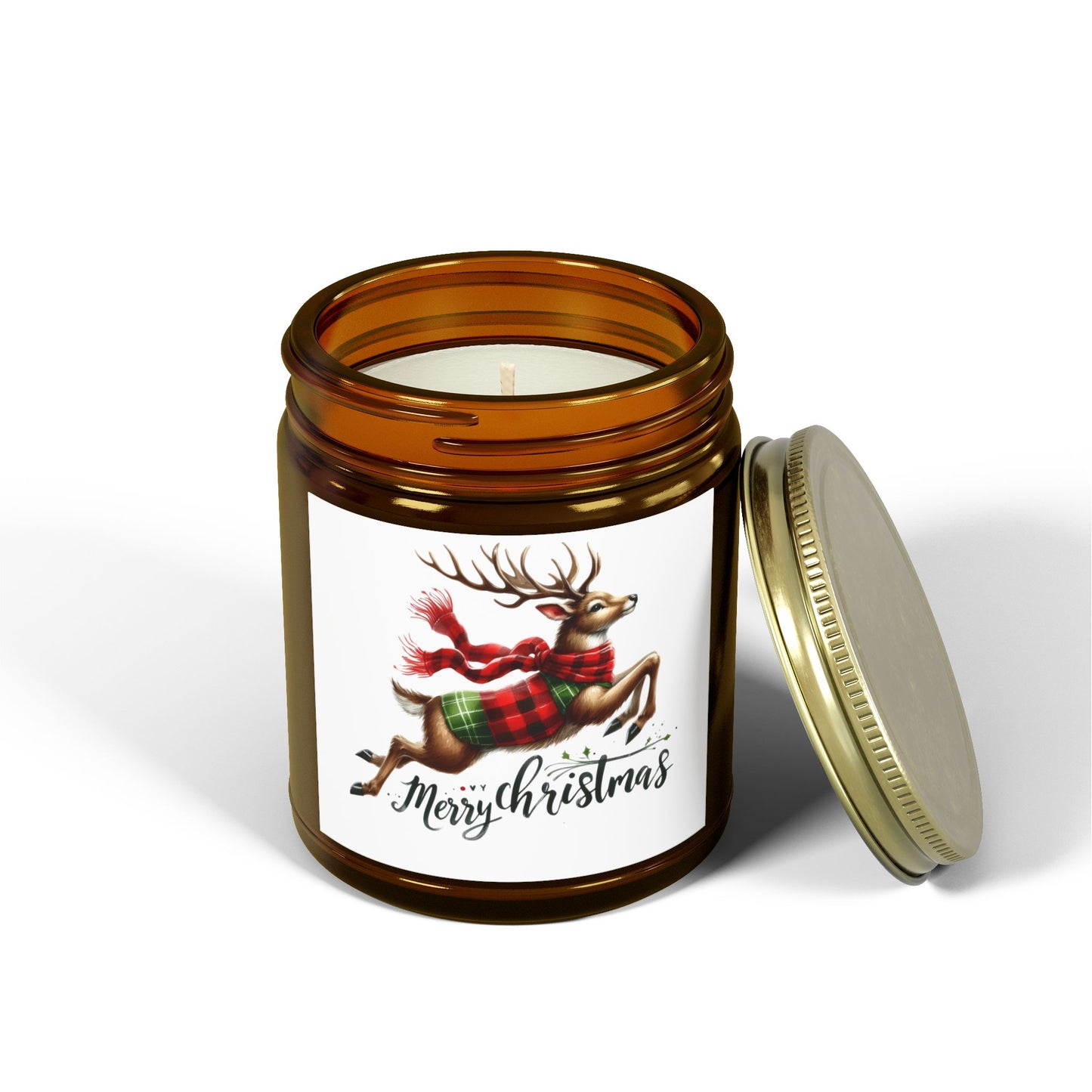 Christmas Themed Scented Candles, Coconut Apricot Wax (4oz, 9oz)