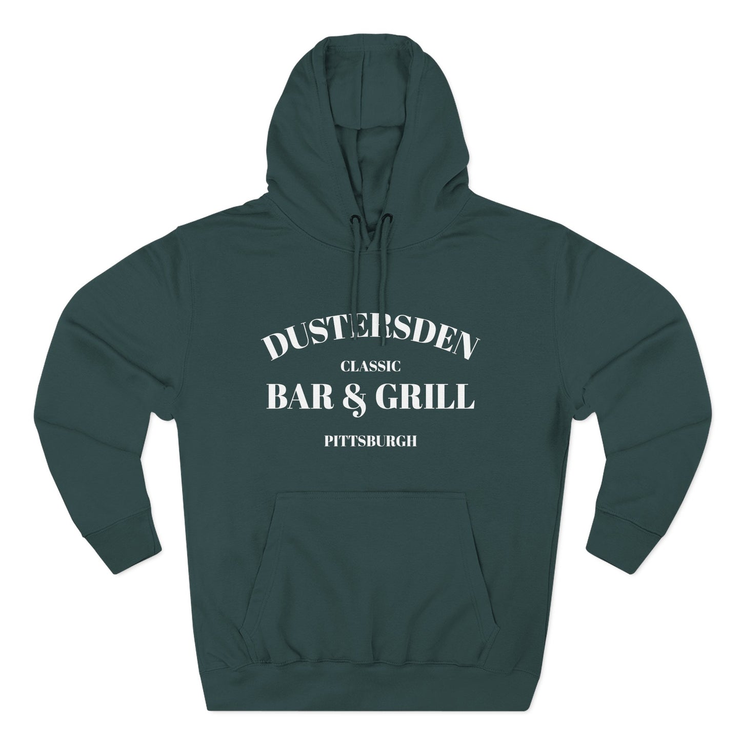 Dustersden Classic Bar and Grill Piitsburgh Hoodie — Minimal Logo Fleece Pullover