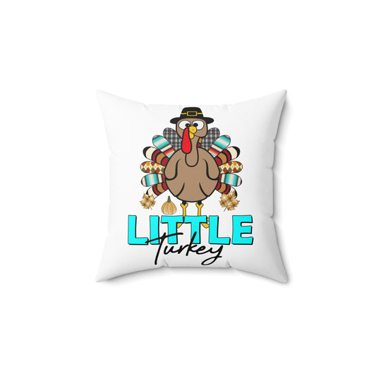 Festive Thanksgiving Spun Polyester Square Pillow Little Turkey