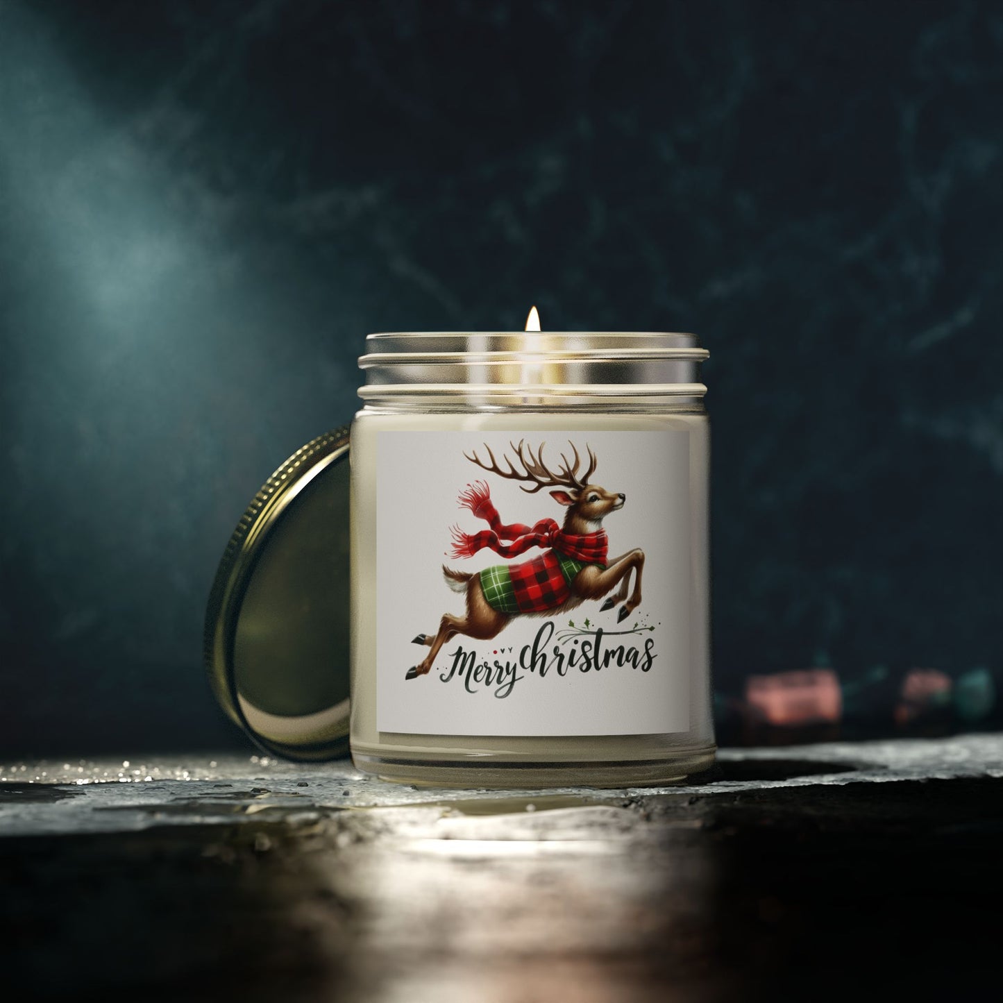 Christmas Themed Scented Candles, Coconut Apricot Wax (4oz, 9oz)