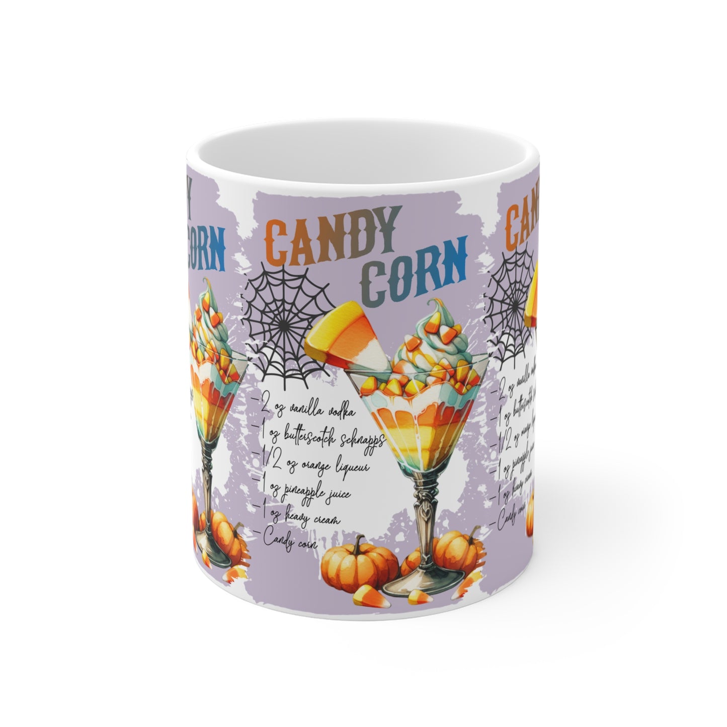 Festive Halloween Ceramic  Mug 11oz Candy Corn Drink Recipe