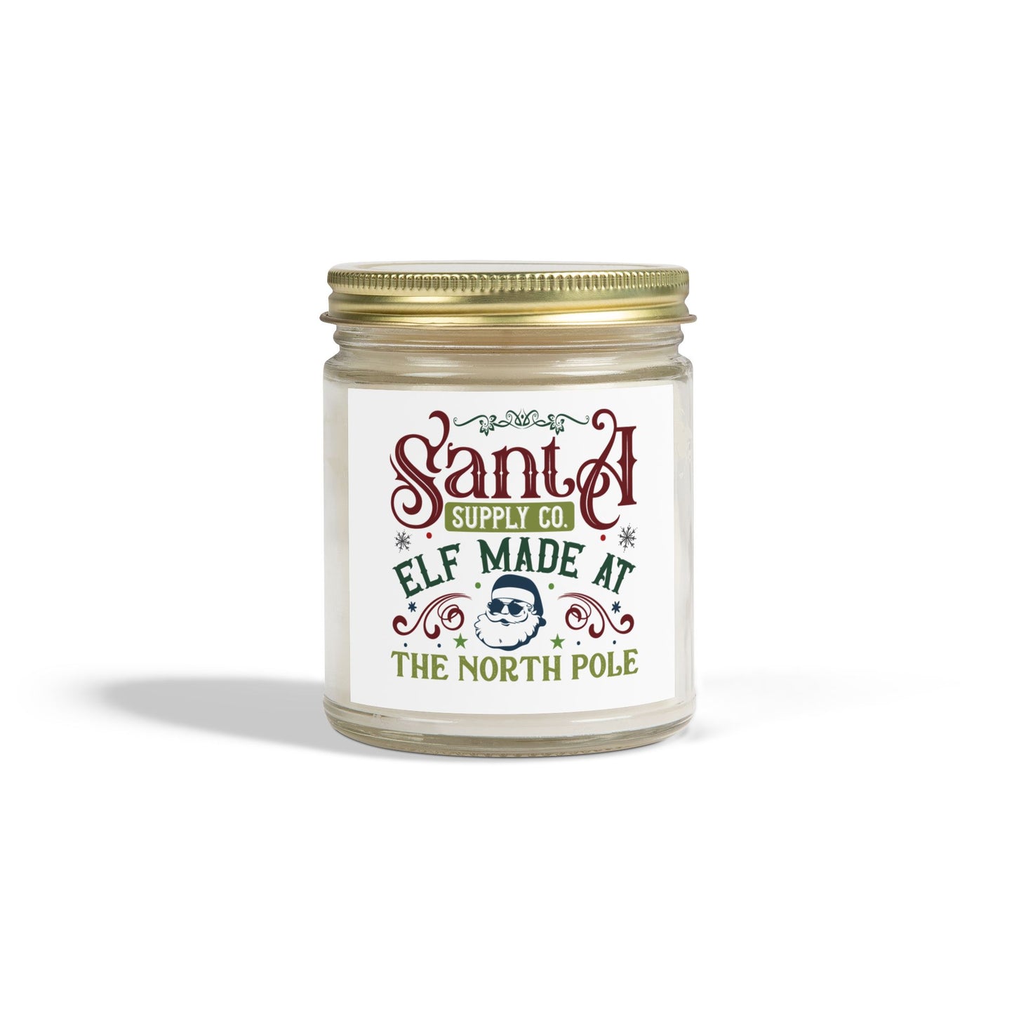 Christmas Themed Scented Coconut Apricot Candles (4oz, 9oz) Elves Are Made At The North Pole