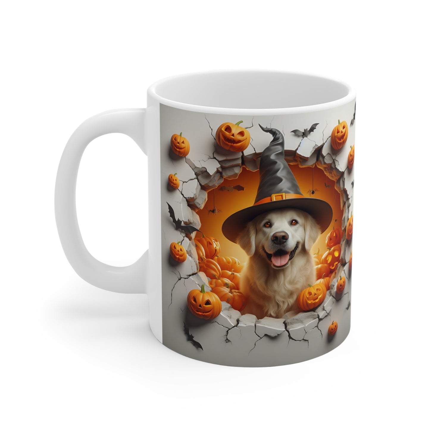 Festive Halloween Ceramic Mug 11oz Golden Retrievers Will Track You Down