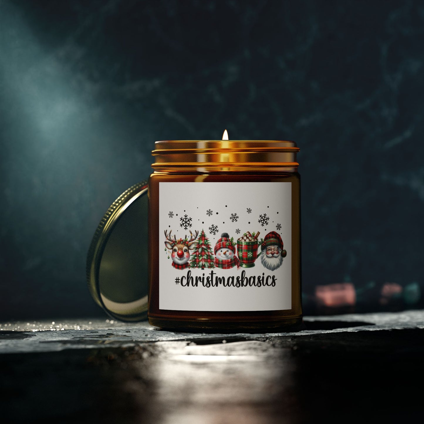 Christmas Themed Scented Candles, Coconut Apricot Wax (4oz, 9oz)