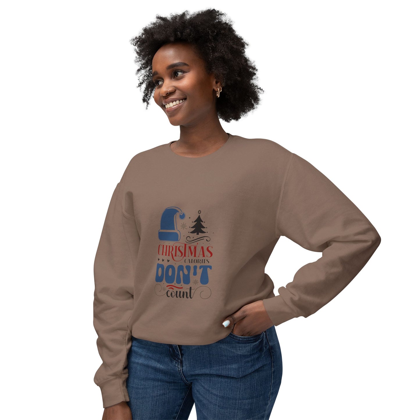 Women's Christmas Unisex Lightweight Crewneck Sweatshirt Christmas Calories Don't Count