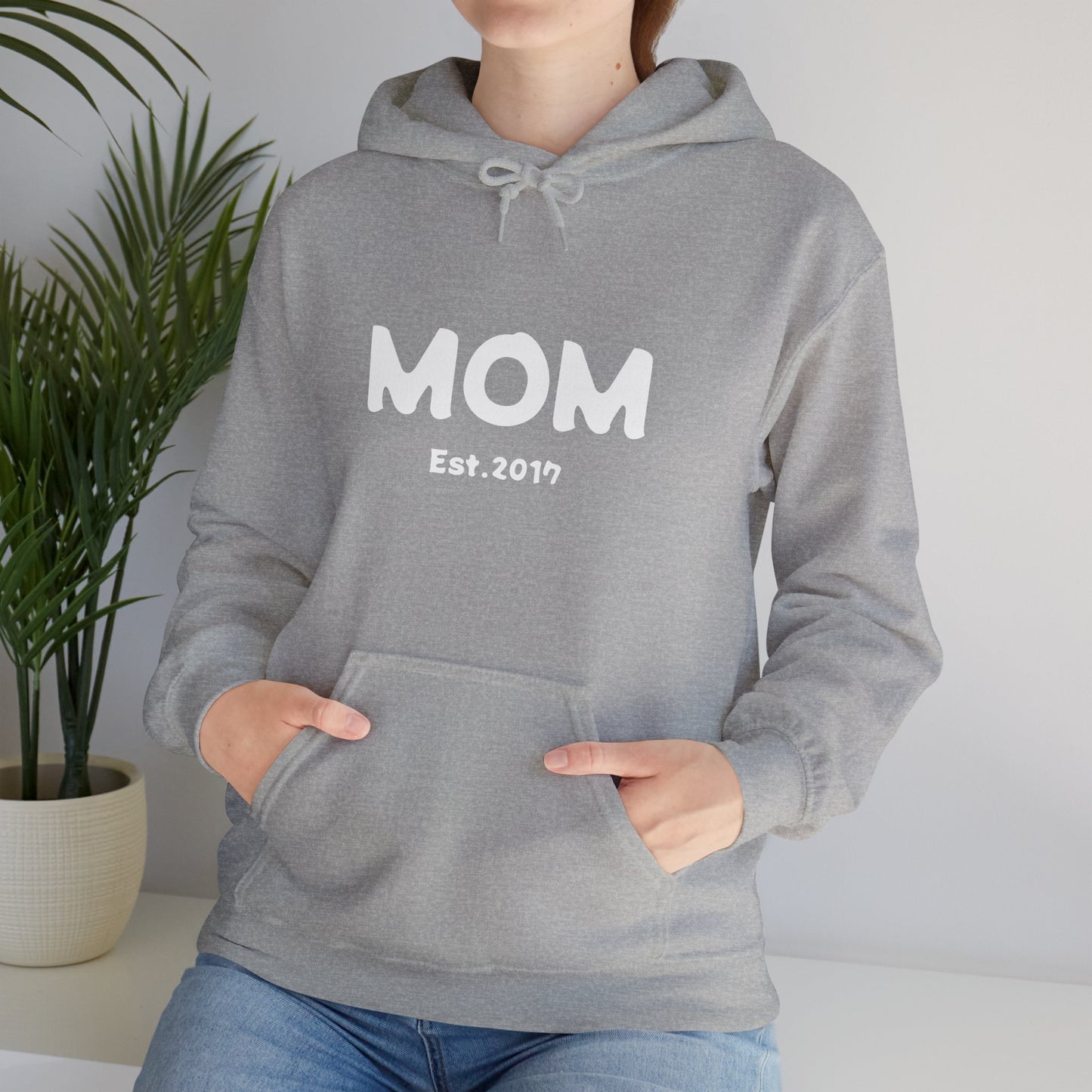 MOM Est.2017 Unisex Heavy Blend™ Hooded Sweatshirt Hoodies For New Moms 2017