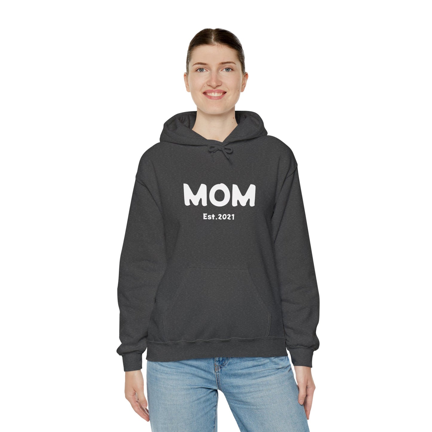 MOM Est.2021 Unisex Heavy Blend™ Hooded Sweatshirt Hoodies For New Moms 2021