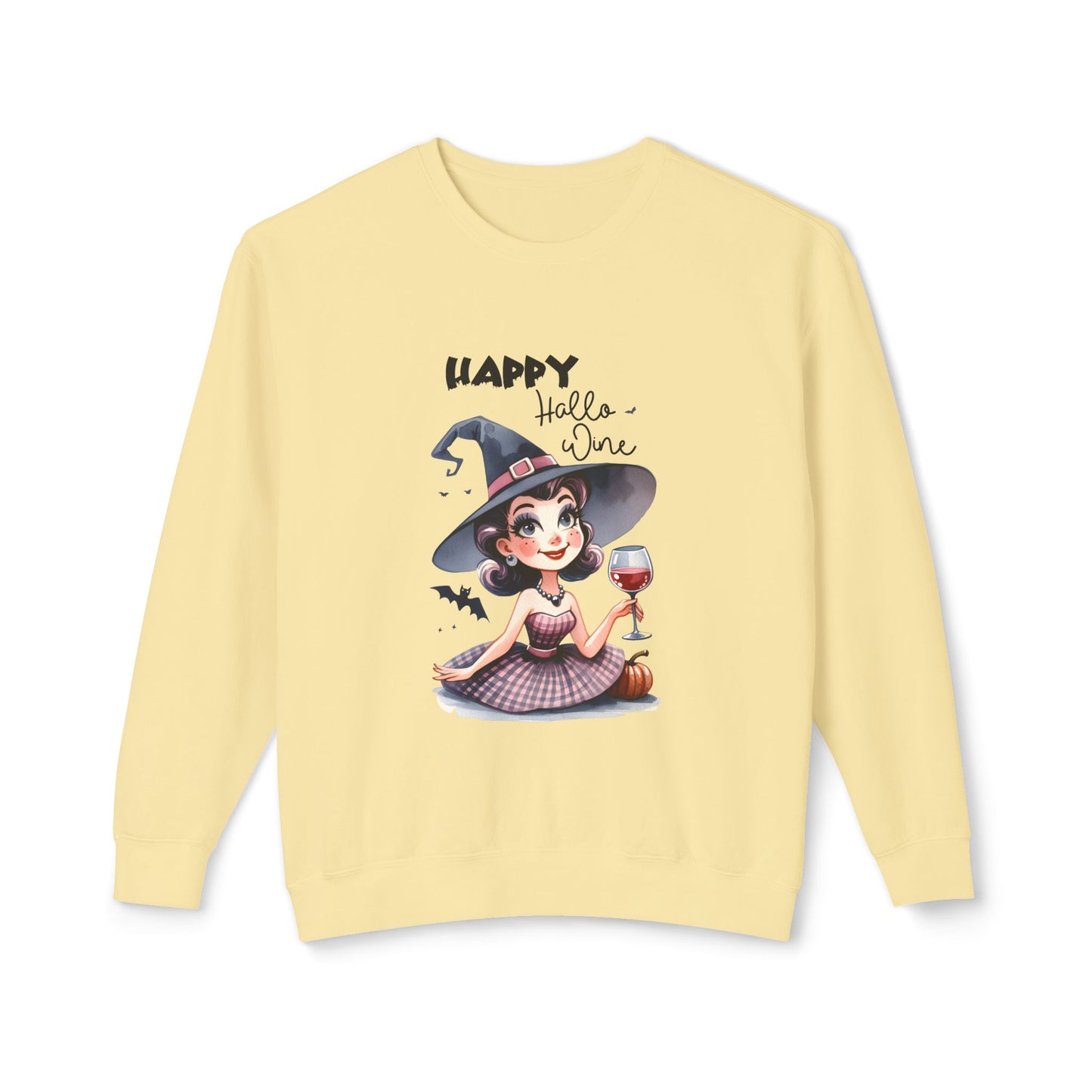 Halloween Themed Crewneck Sweatshirt Wine Is Very Fine For Witches at Halloween Time