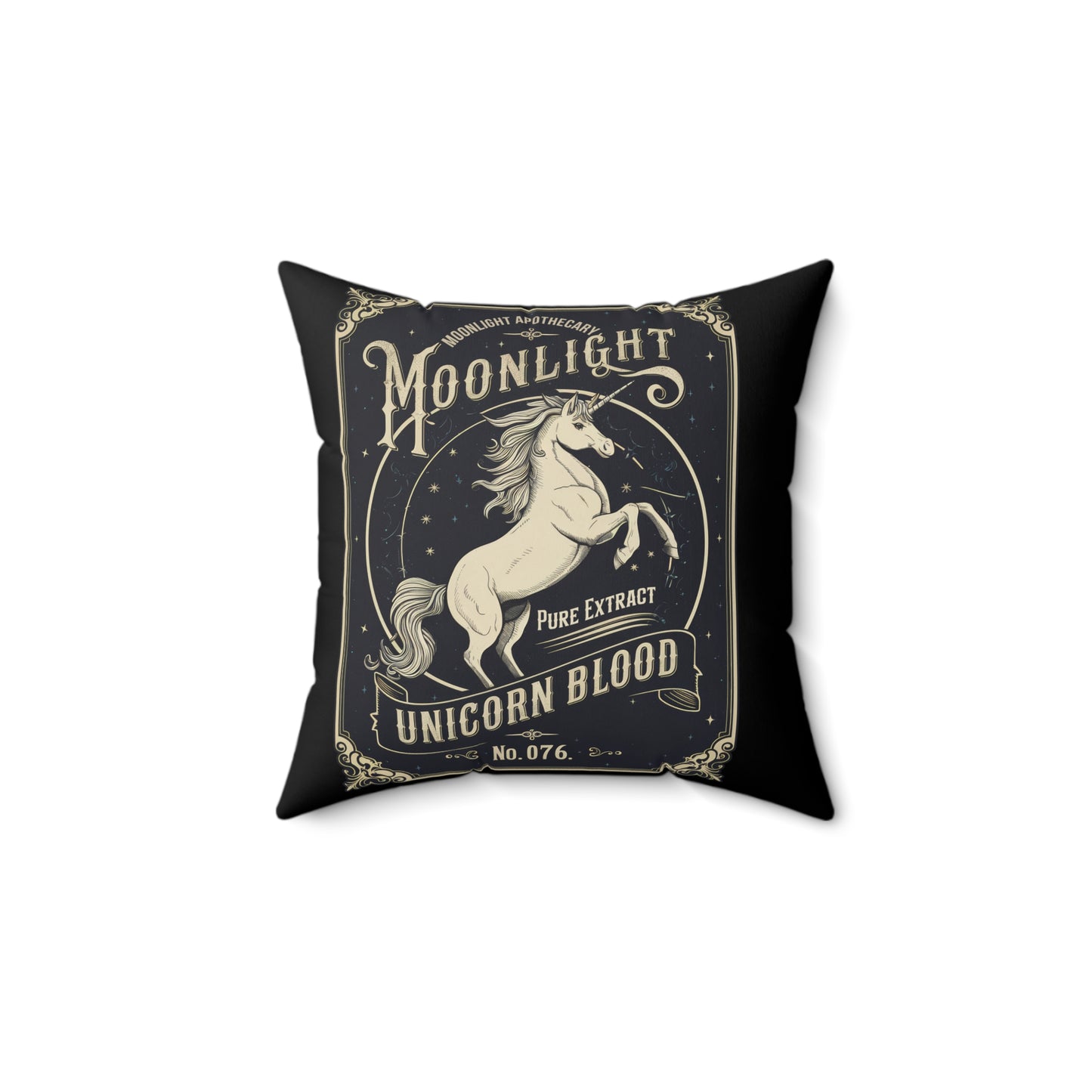 Festive Halloween Spun Polyester Square Pillow Unicorn Blood Black