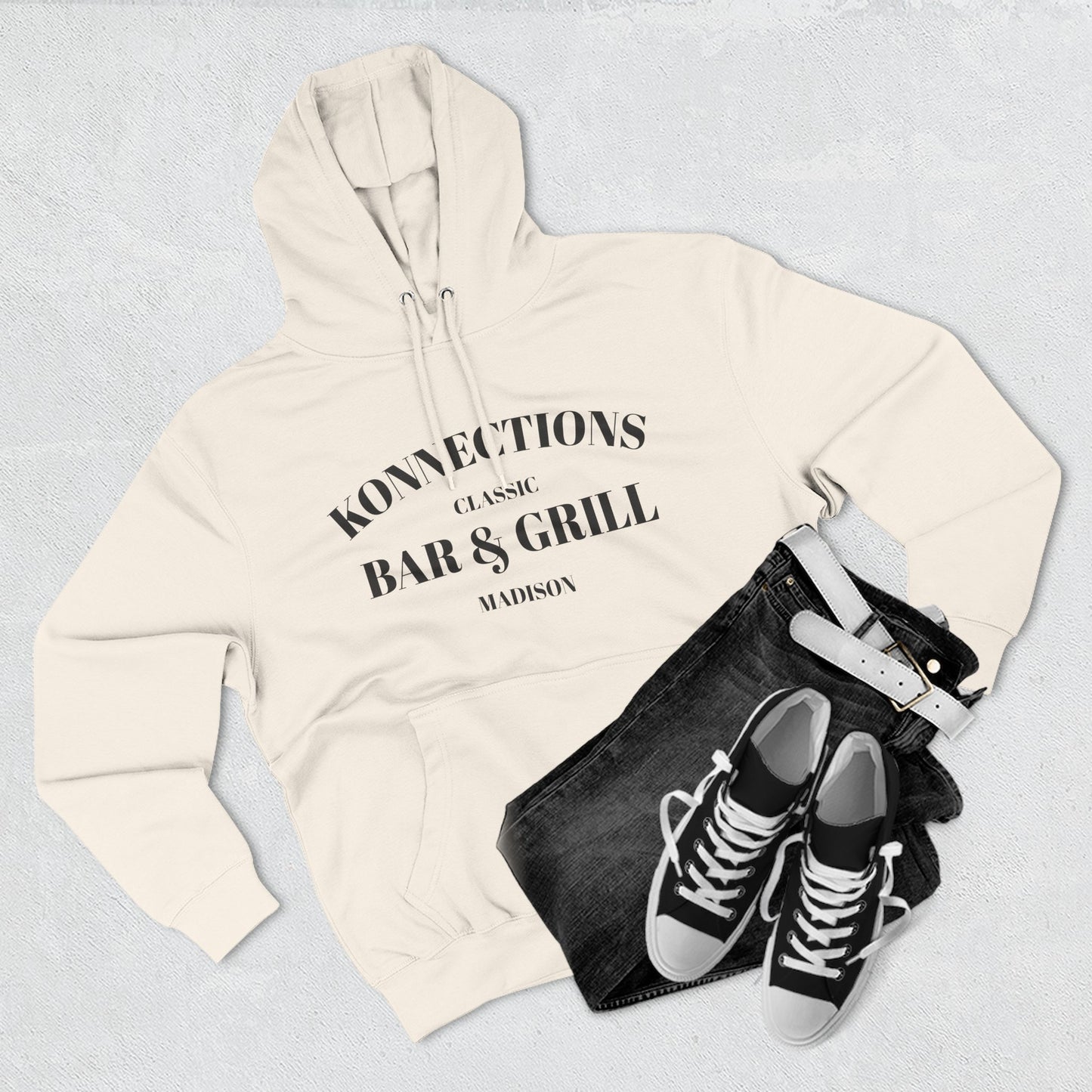 Konnections Classic Bar and Grill Madison Hoodie — Minimal Logo Fleece Pullover