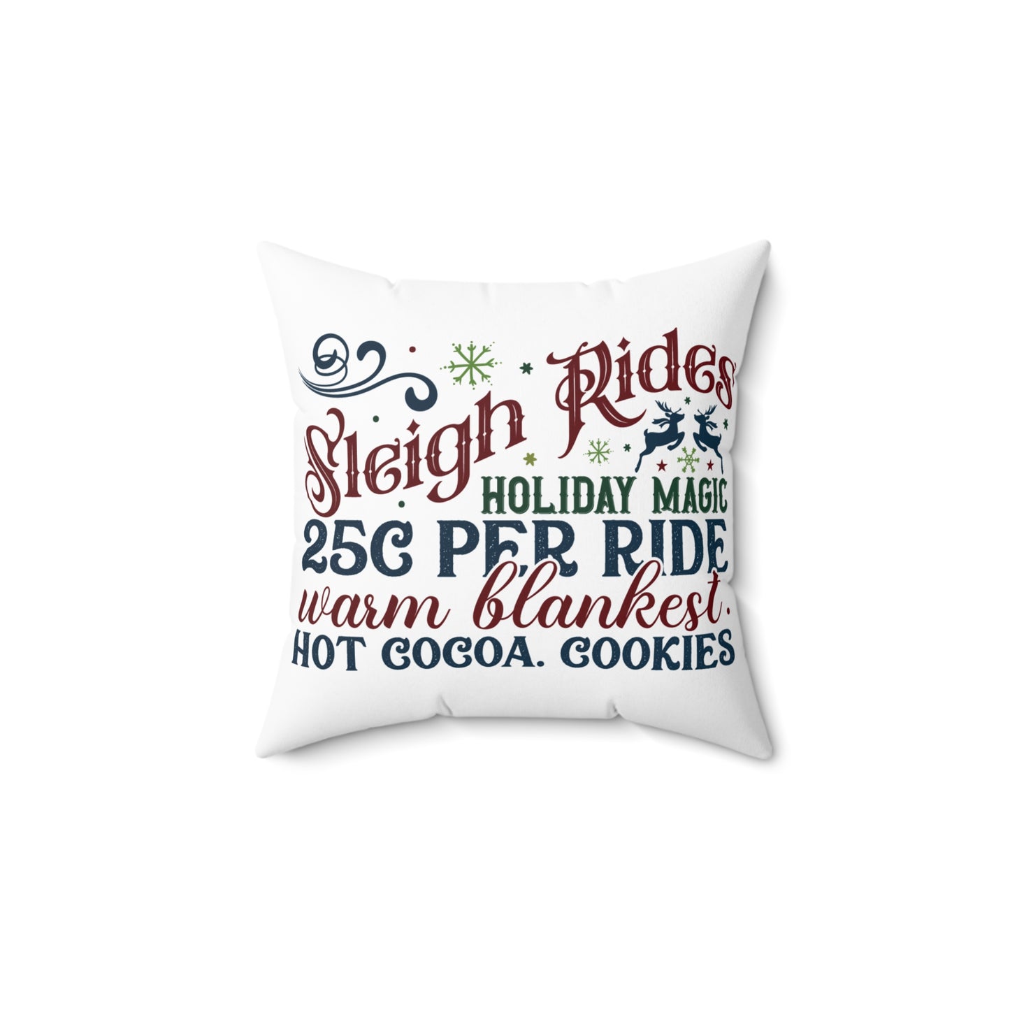 Christmas Themed Spun Polyester Square Pillow Sleigh Rides