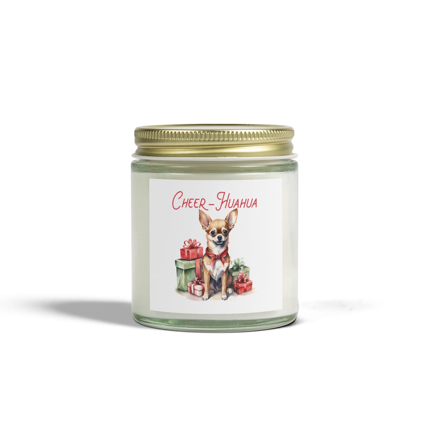 Christmas Themed Scented Candles, Coconut Apricot Wax (4oz, 9oz) Little Dogs