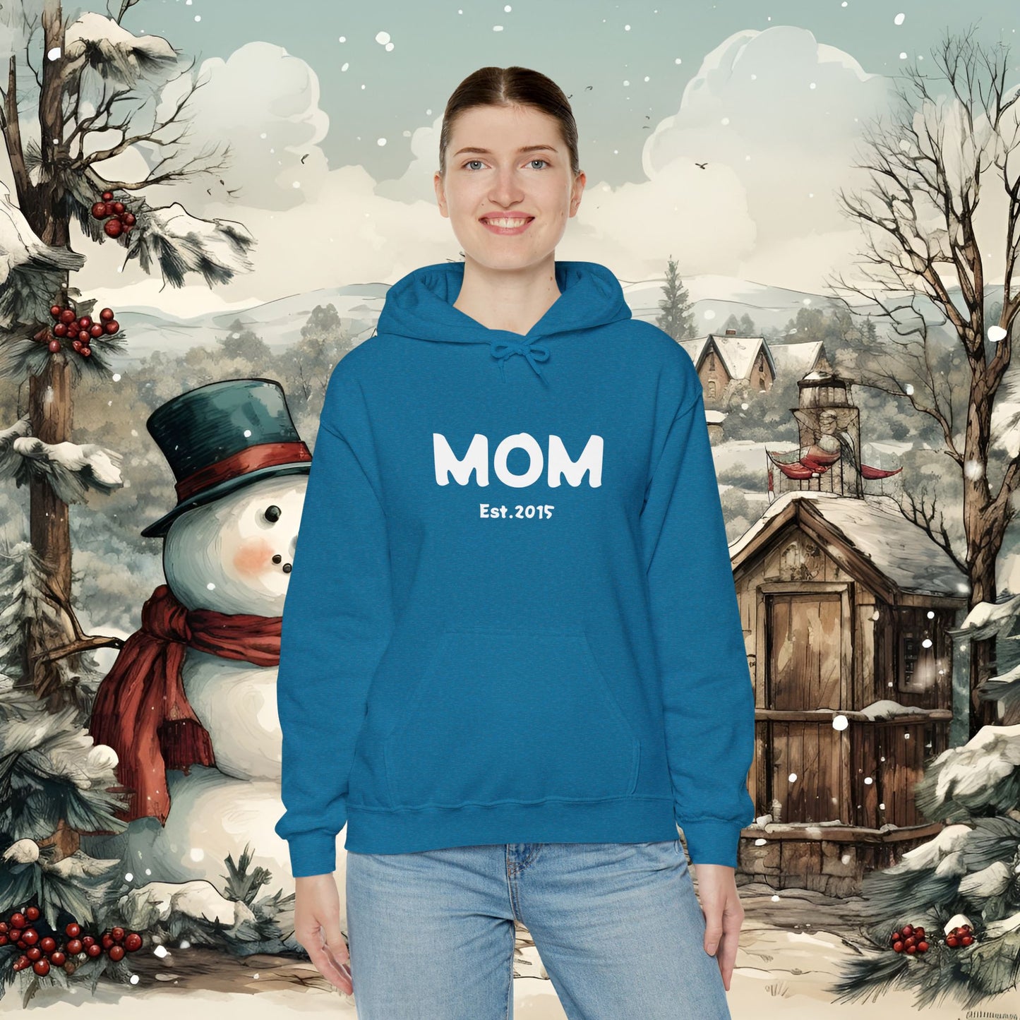 MOM Est.2015 Unisex Heavy Blend™ Hooded Sweatshirt Hoodies For New Moms 2015