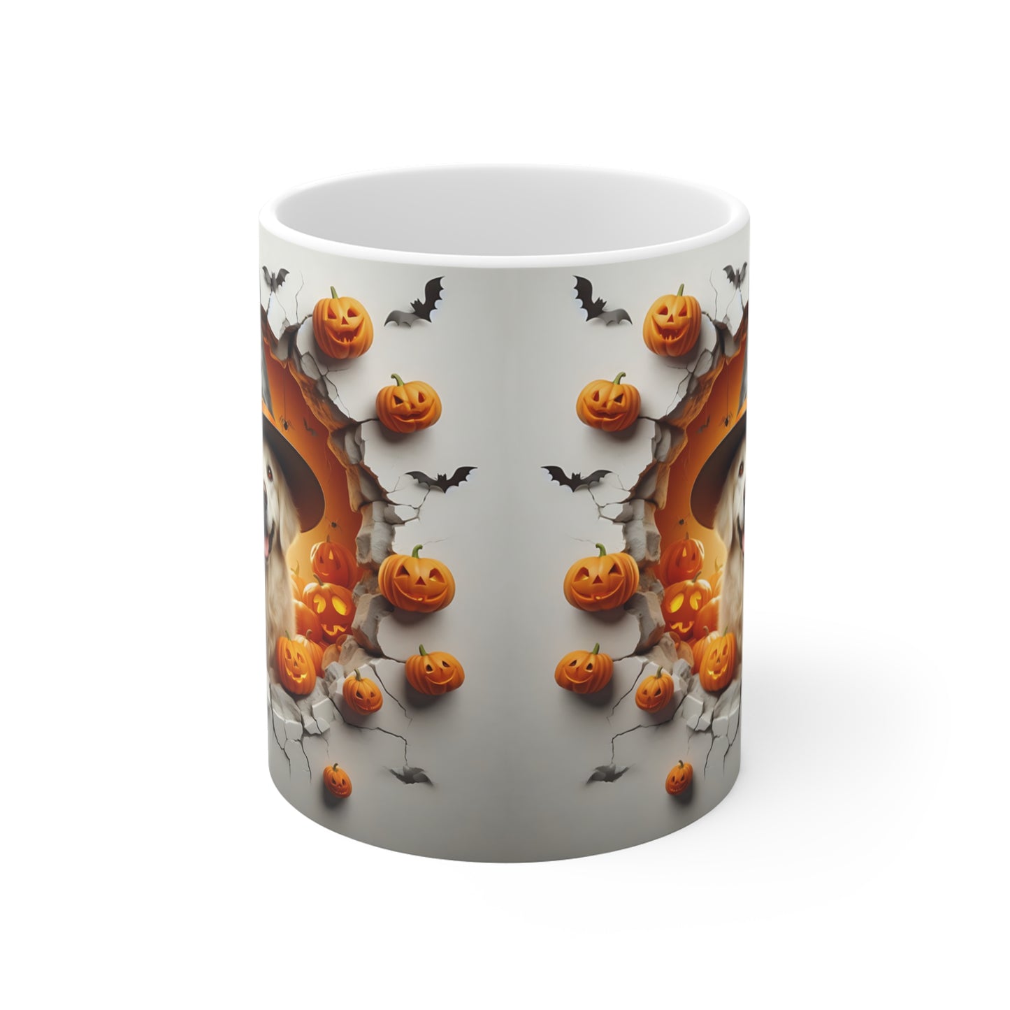 Festive Halloween Ceramic Mug 11oz Golden Retrievers Will Track You Down