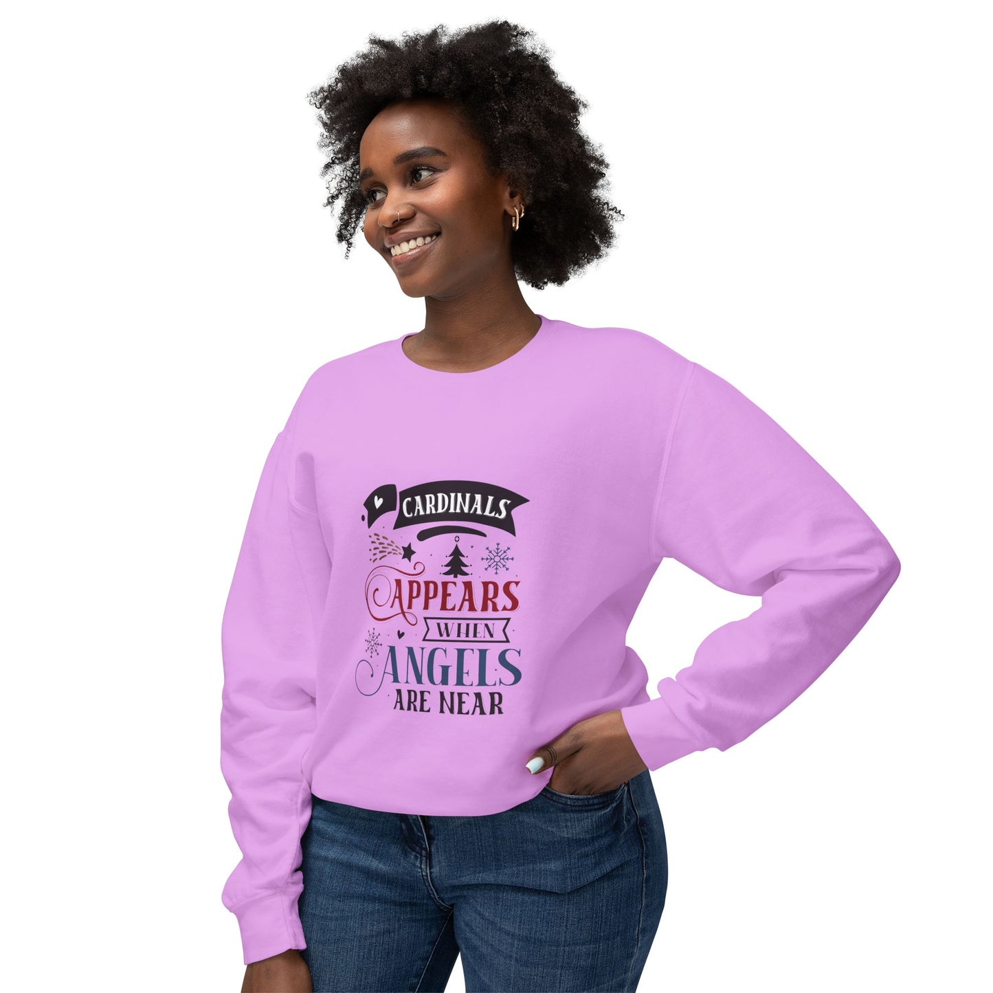 Women's Christmas Unisex Lightweight Crewneck Sweatshirt Angels Appear