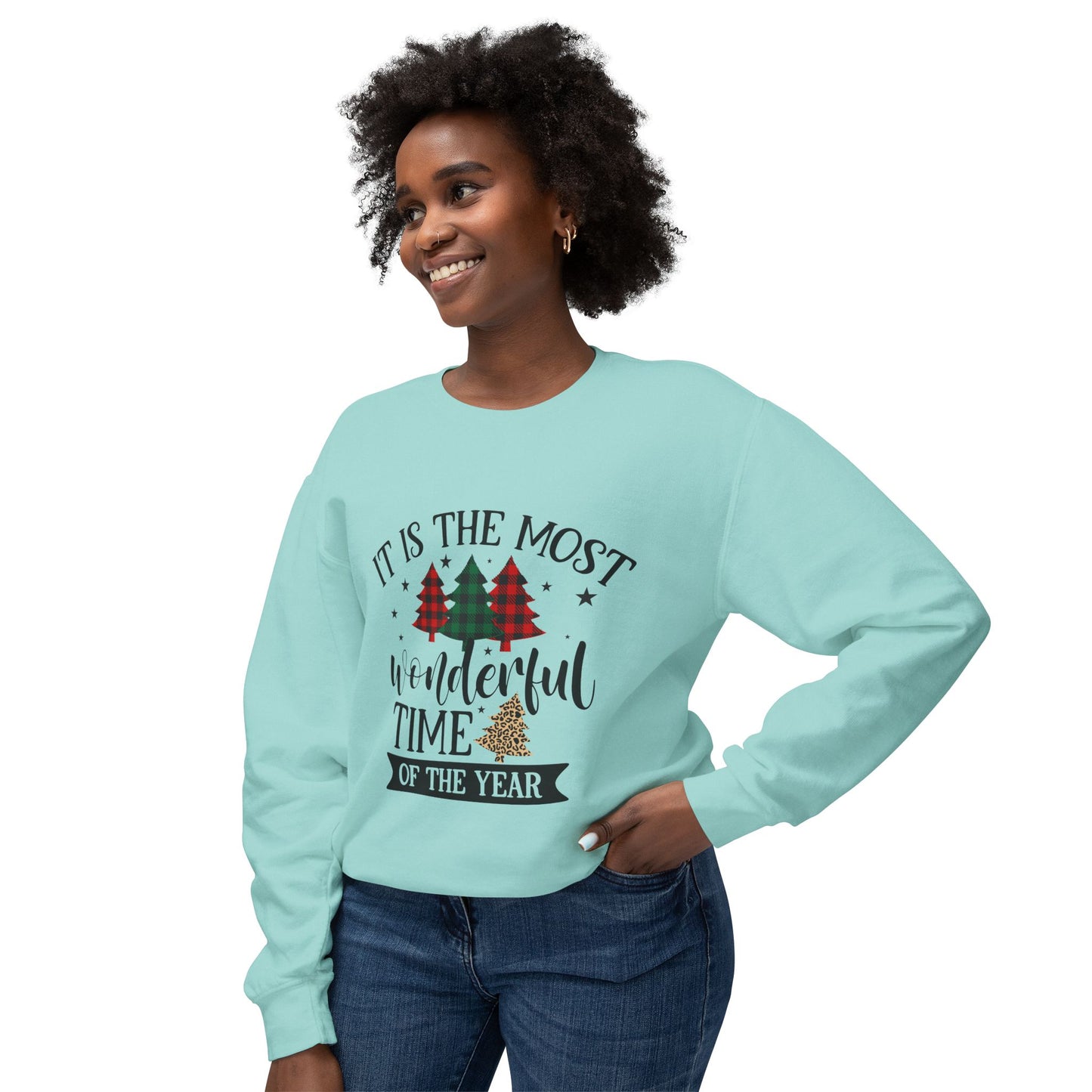 Women's Christmas Unisex Lightweight Crewneck Sweatshirt It's The Most Wonderful Time of The Year