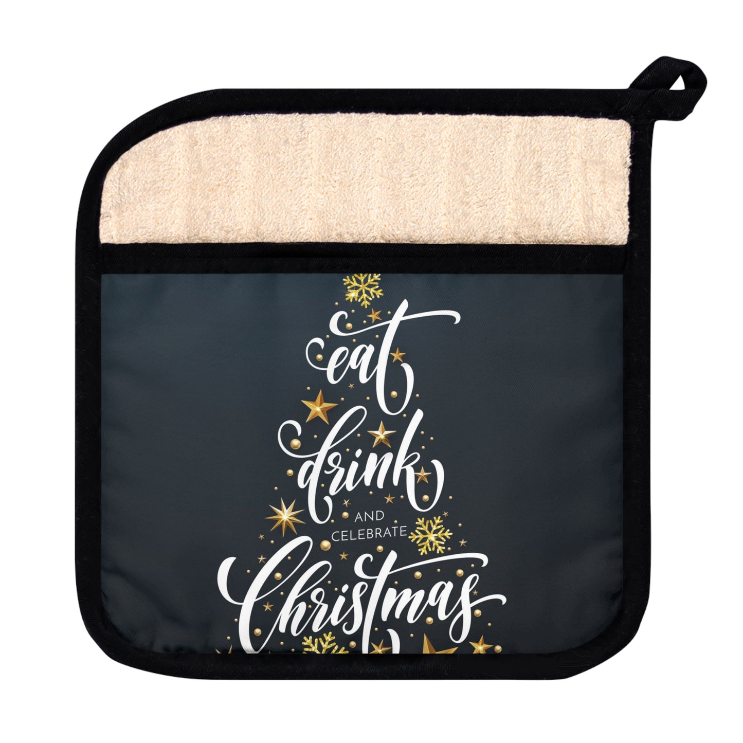 Eat Drink and Have a Very Merry Christmas Pot Holder with Pocket