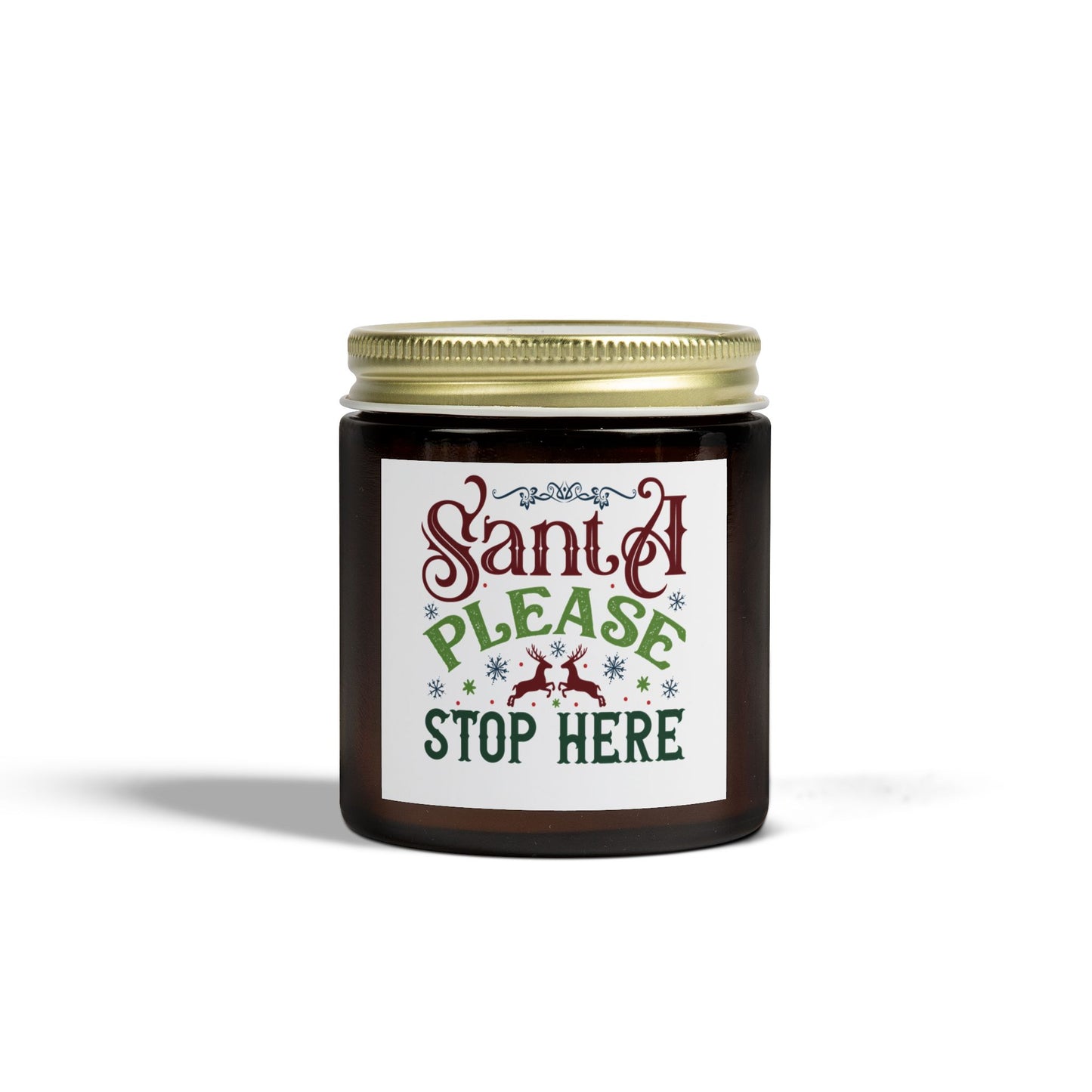 Christmas Themed Scented Coconut Apricot Candles (4oz, 9oz) Santa Please Stop Here