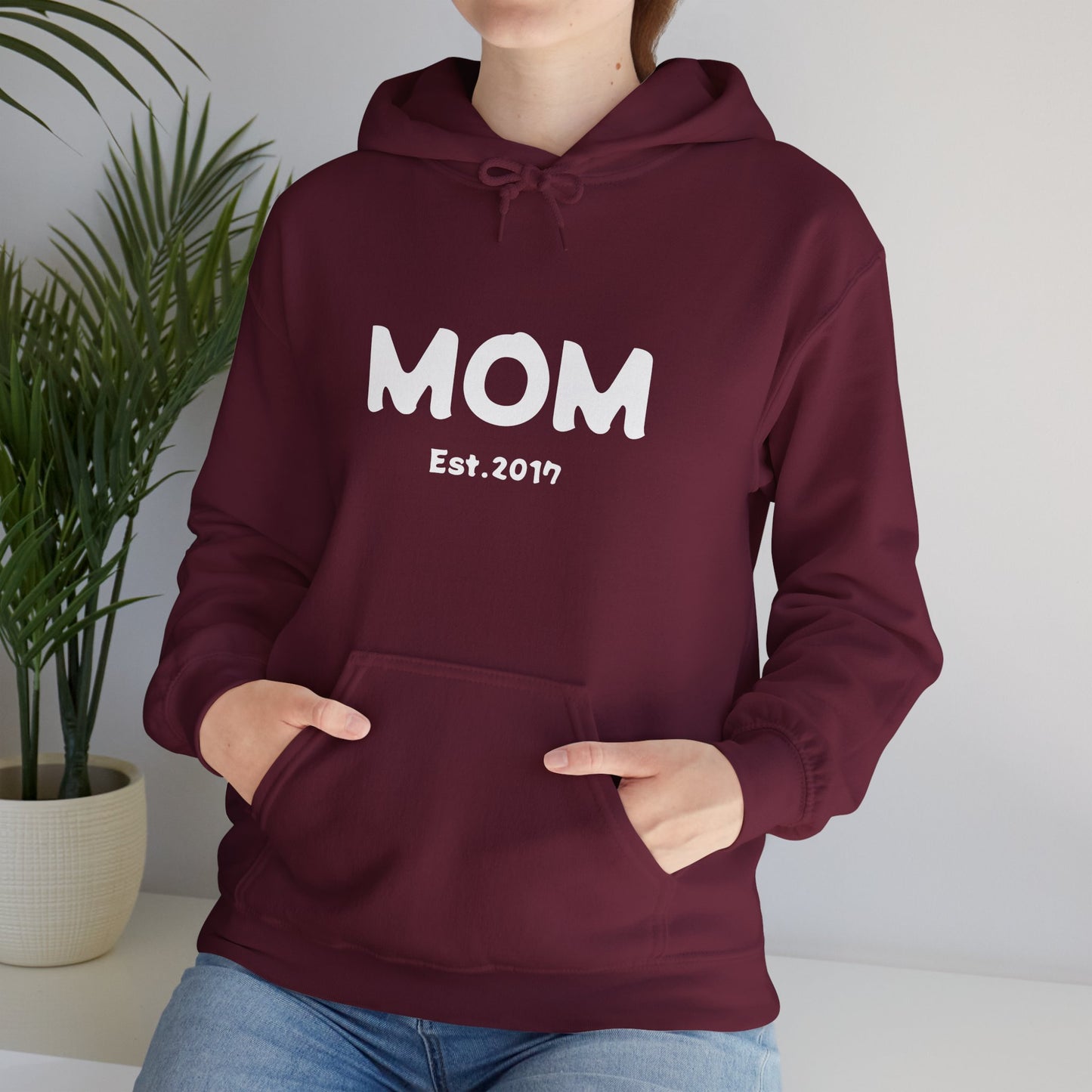 MOM Est.2017 Unisex Heavy Blend™ Hooded Sweatshirt Hoodies For New Moms 2017