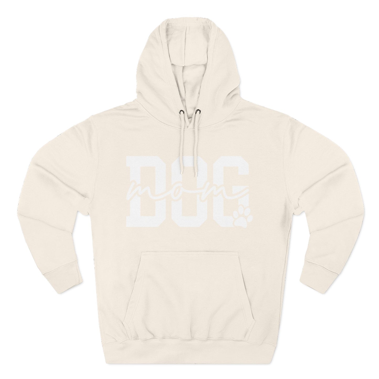 Dog Mom Hoodie — Cozy Fleece Pullover with 'Dog Mom' Script & Paw Graphic